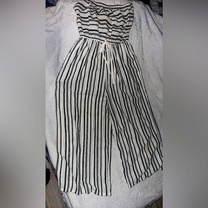 Black and white striped jumpsuit